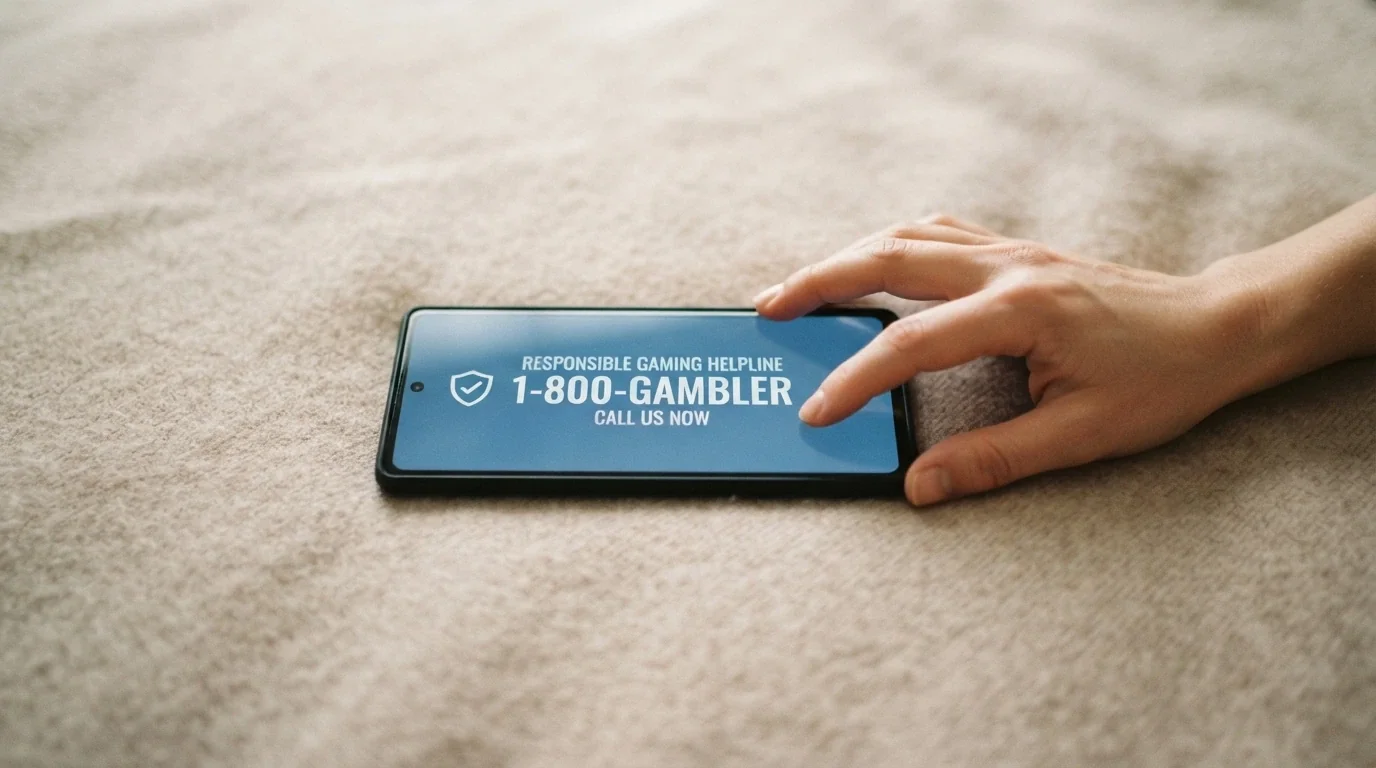 Teléfono móvil con el número 91 425 08 11 en pantalla junto al logotipo del programa de Juego Seguro de la DGOJ y el texto «RGIAJ» visible