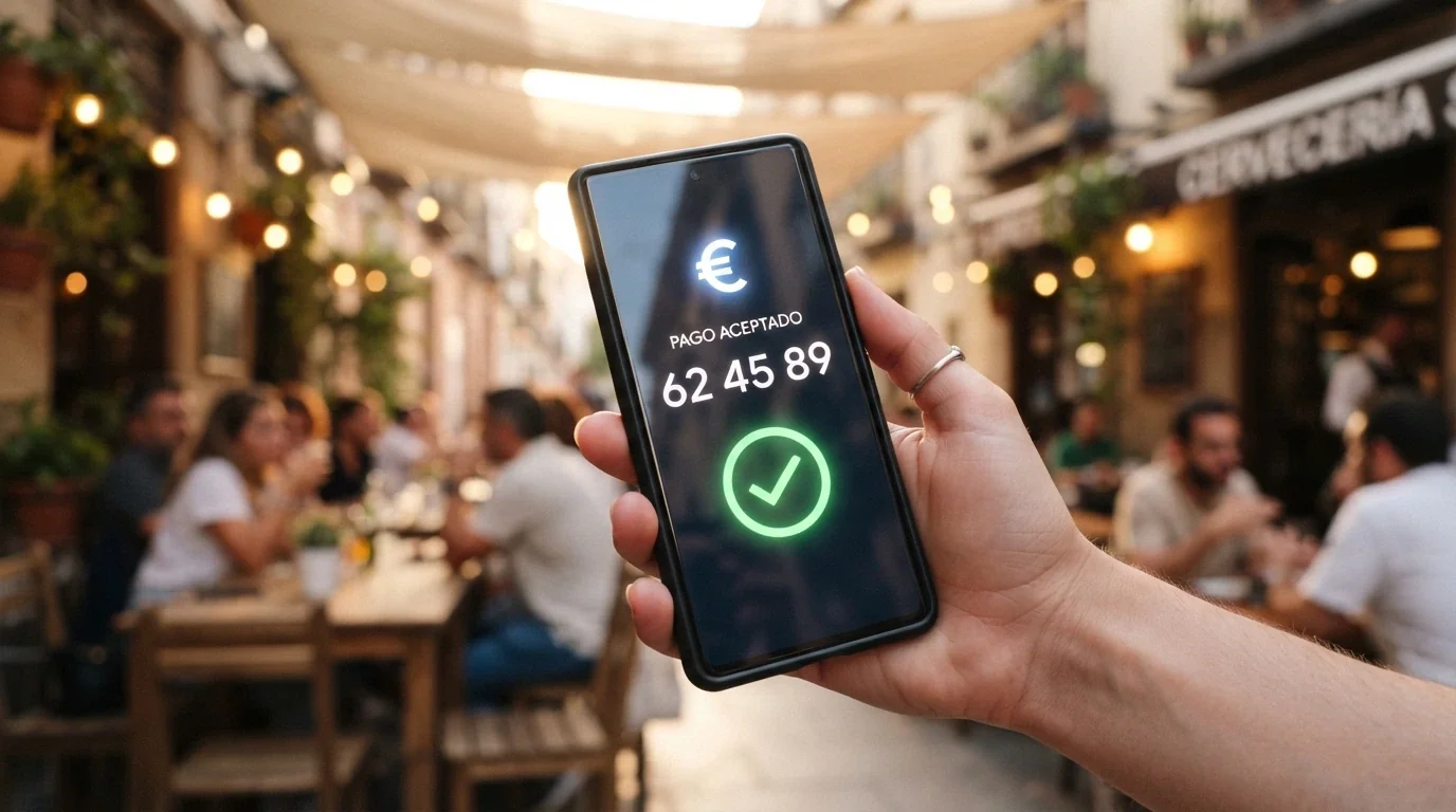 Móvil con la app de Bizum abierta mostrando una transacción completada a un casino online