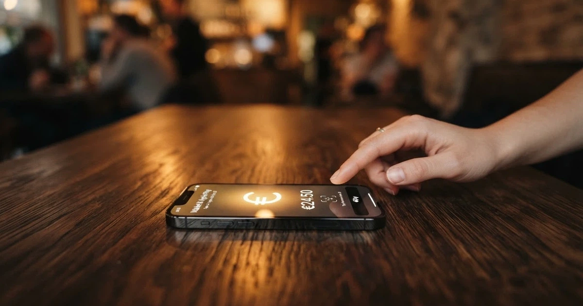 Pantalla de un iPhone mostrando el pago con Apple Pay en la caja de un casino online español