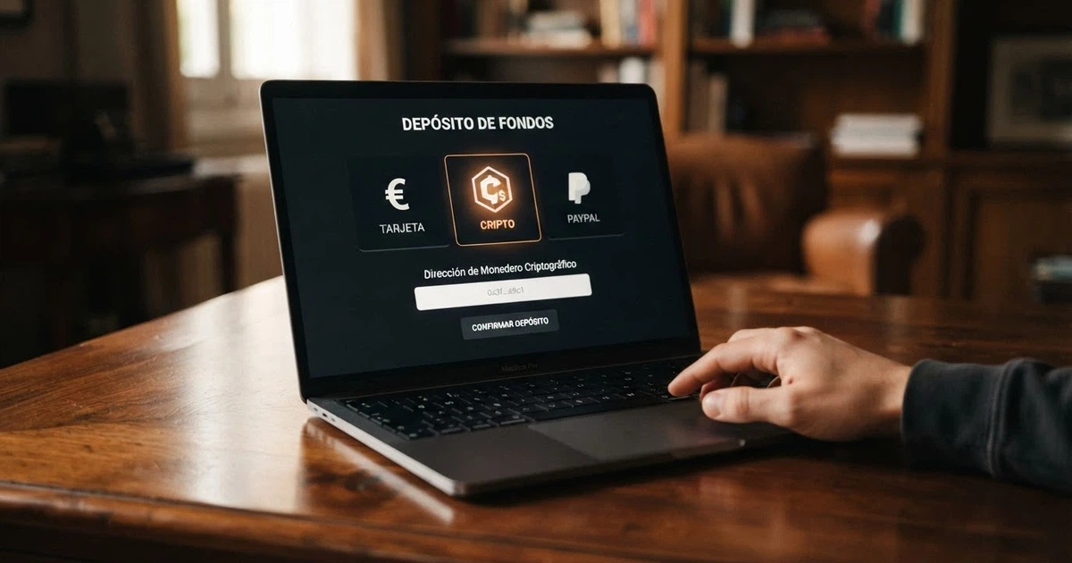 Interfaz de un casino online con el logotipo de Binance Coin visible junto a los métodos de pago aceptados