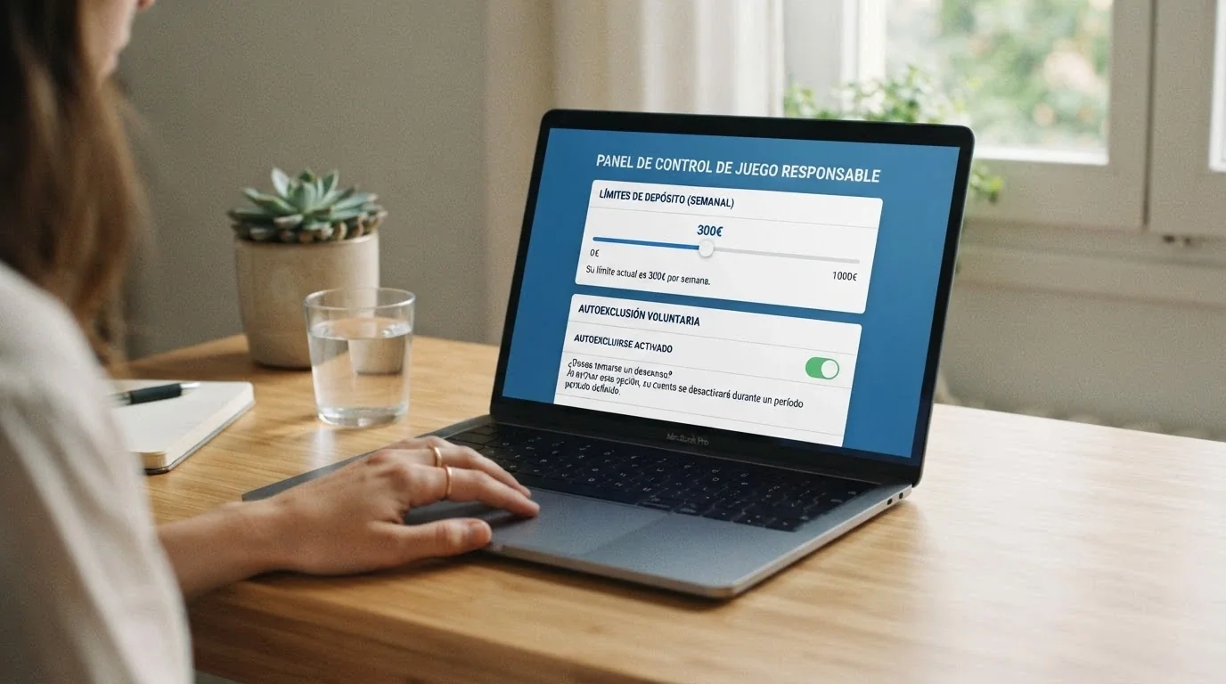 Panel de control de límites de depósito y autoexclusión en la interfaz de un casino online