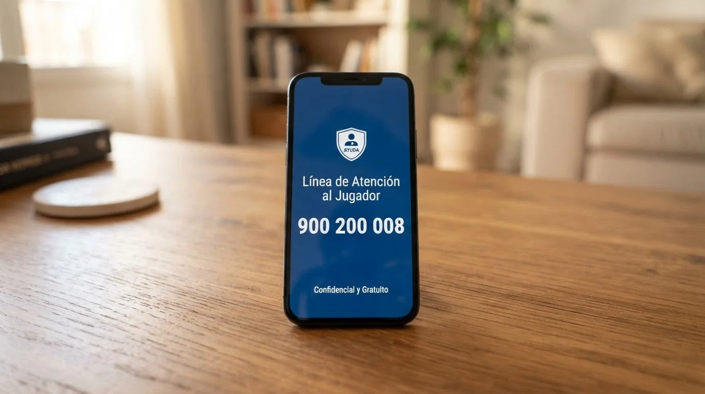 Teléfono móvil con el número 900 200 008 en pantalla junto al logotipo de FEJAR y el emblema del RGIAJ