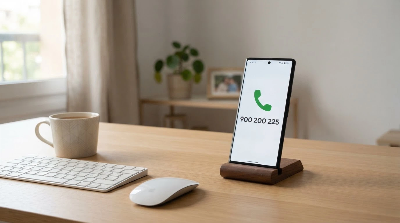 Un teléfono y un teclado con información de contacto de ayuda sobre juego responsable