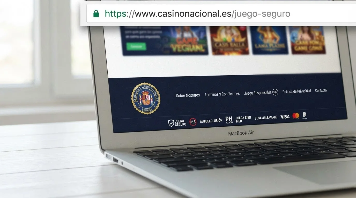 Captura del pie de página de un casino online español mostrando el sello de la DGOJ y el dominio .es
