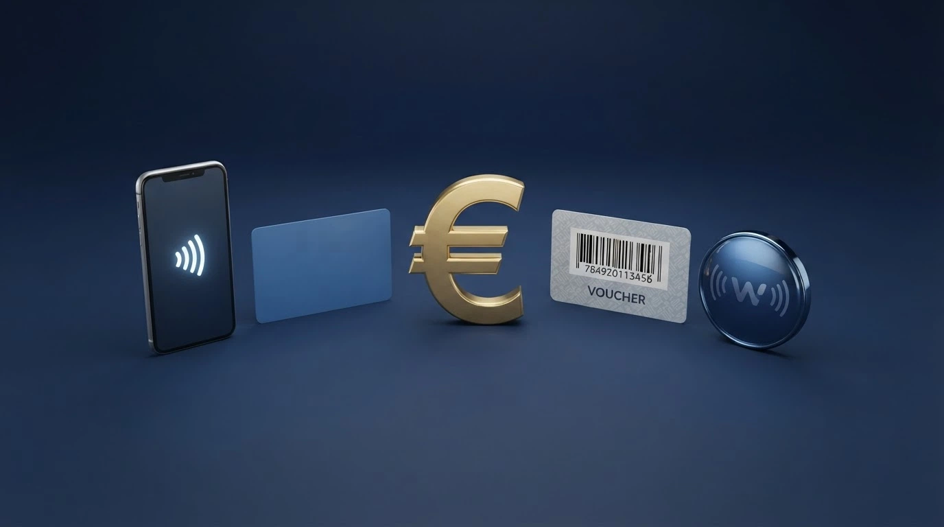 Iconos de métodos de pago (Bizum, PayPal, Paysafecard, Visa, Mastercard) dispuestos sobre un fondo con el símbolo del euro
