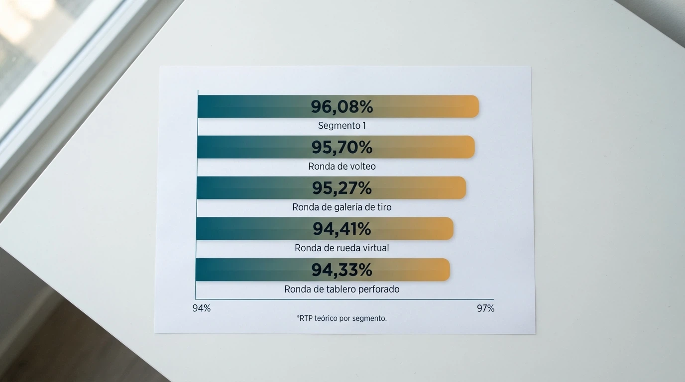 Tabla o gráfico con los valores de RTP de cada segmento de apuesta de Crazy Time