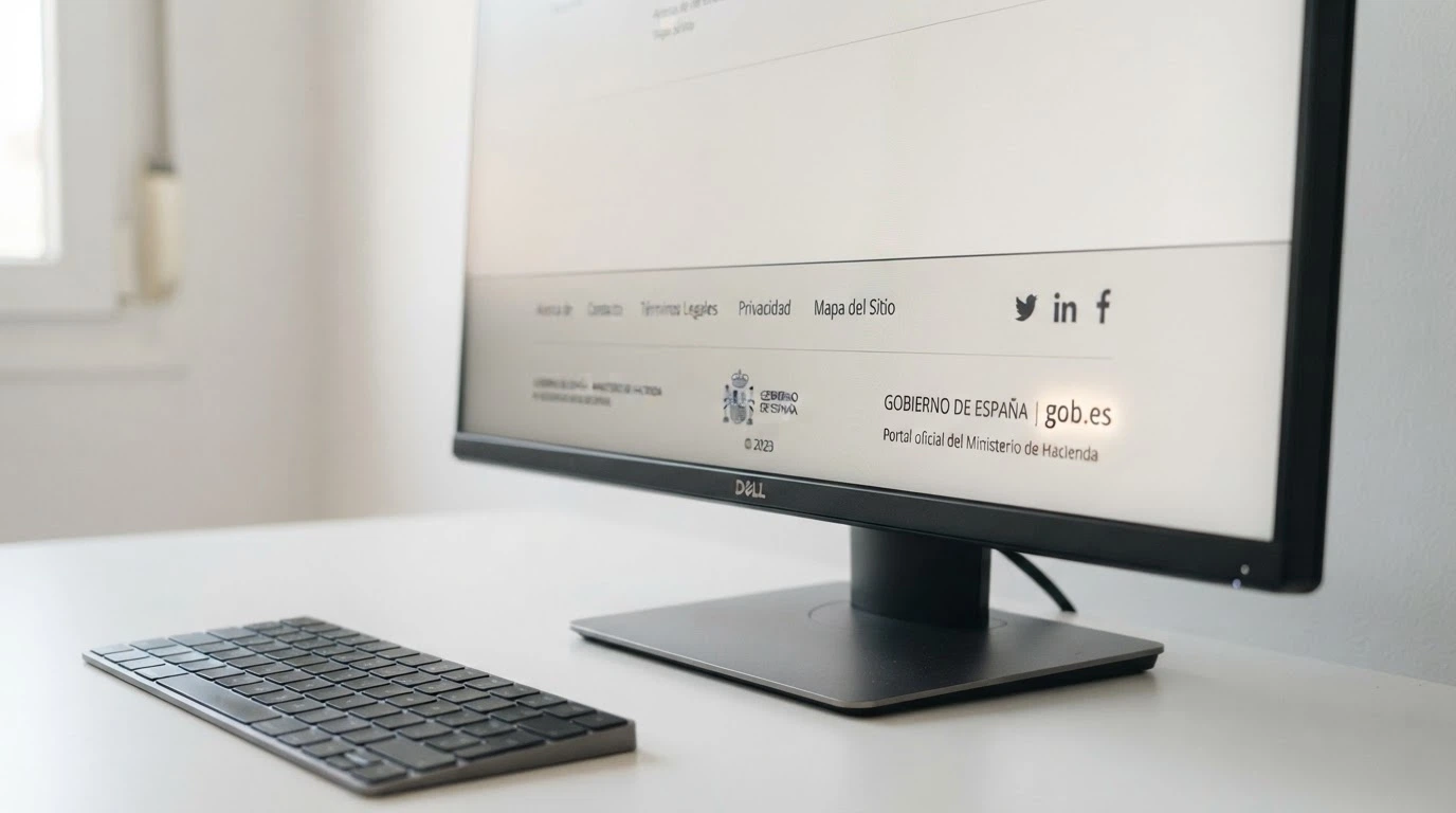 Una pantalla de ordenador mostrando el pie de página de un sitio de casino online español con el sello de la DGOJ y el dominio .es resaltados