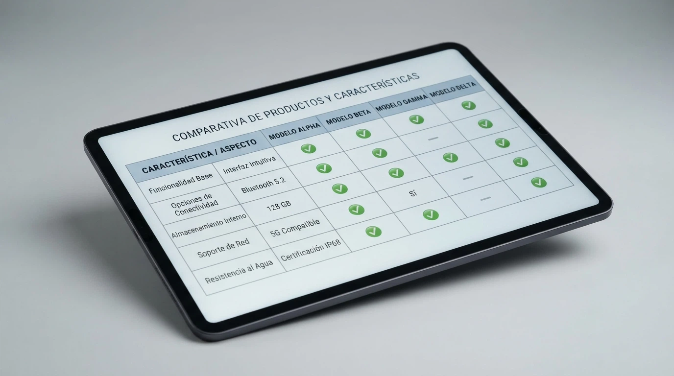 Pantalla con una tabla comparativa de operadores, columnas con licencia, modo demo y catálogo, filas con los nombres de los operadores destacados