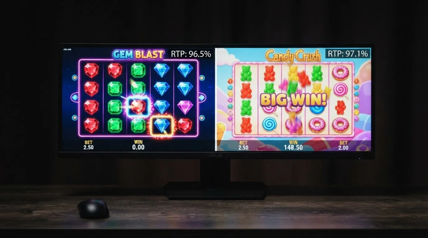 Captura de pantalla de las tragaperras Starburst y Sweet Bonanza con sus fichas técnicas visibles