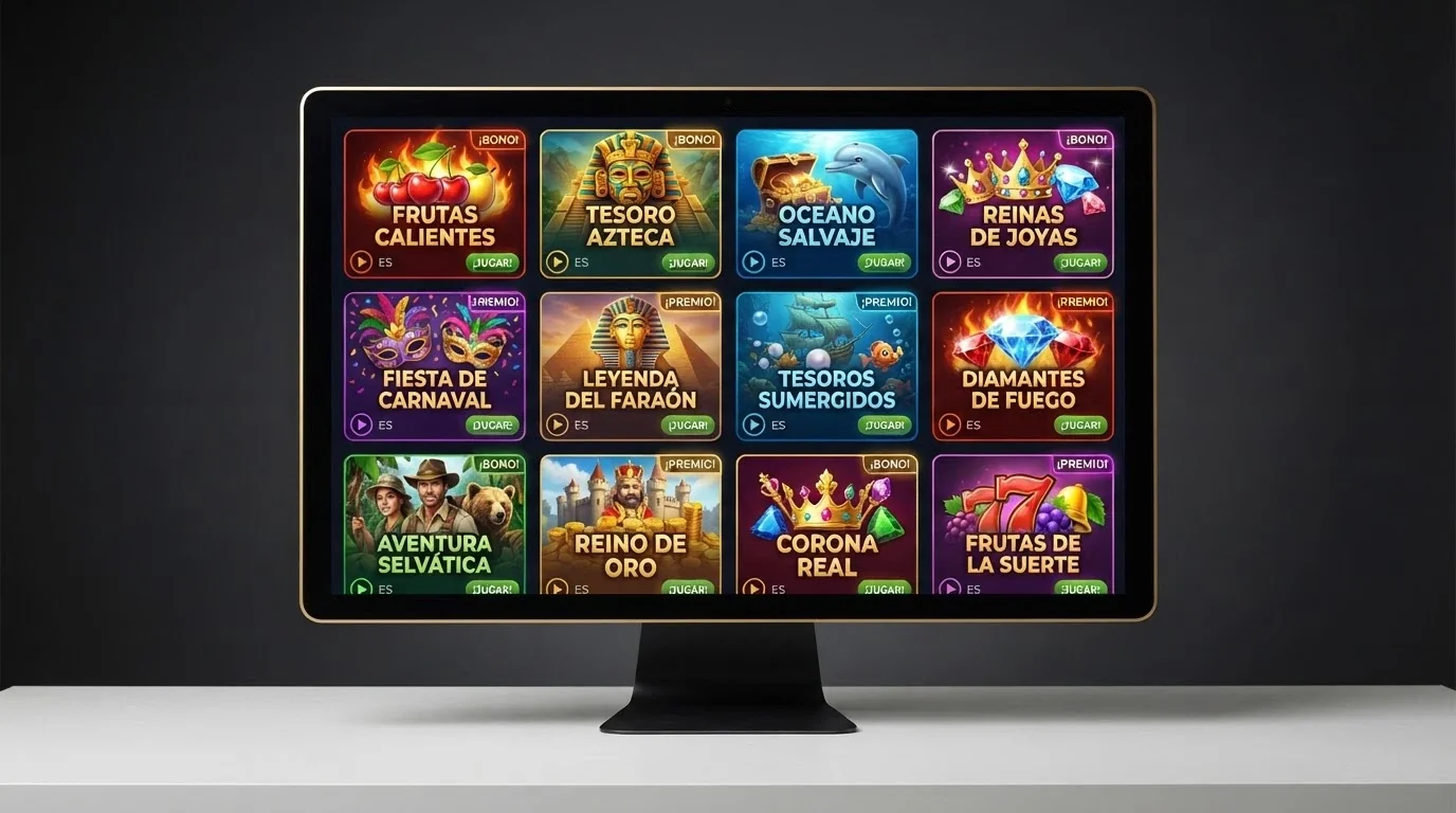 Captura del vestíbulo de slots de Casino Barcelona con miniaturas de tragamonedas destacadas